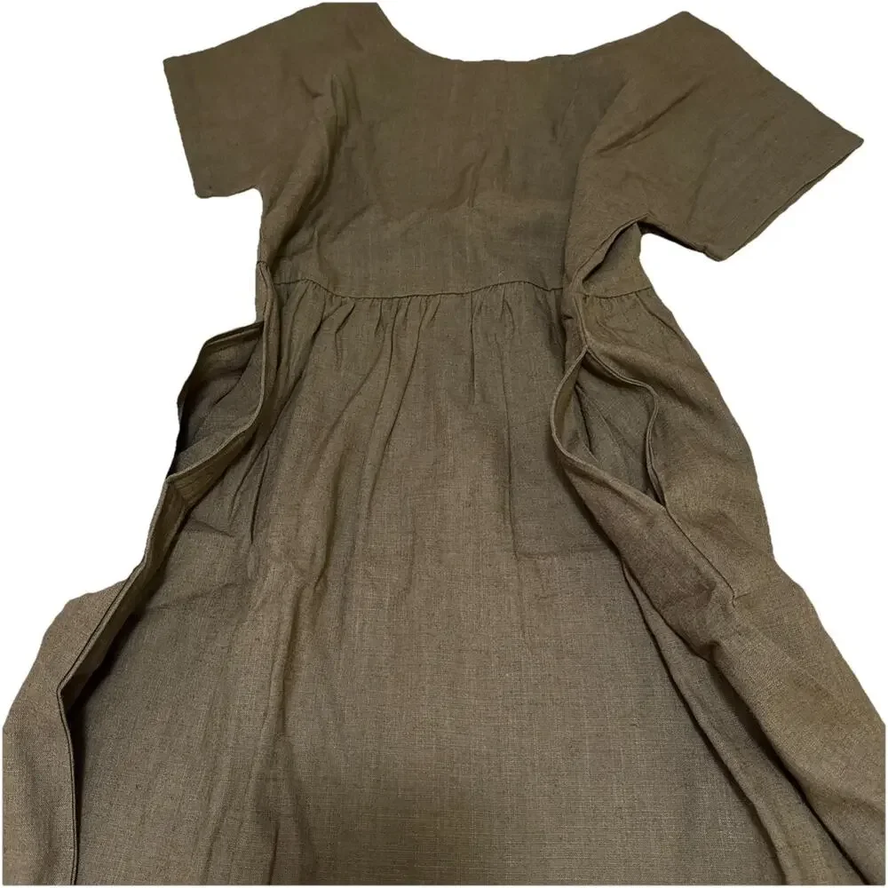 Little Cottonwood 100% LINEN Large Maxi Dress W Pockets Cottage NWT - Picture 9 of 13
